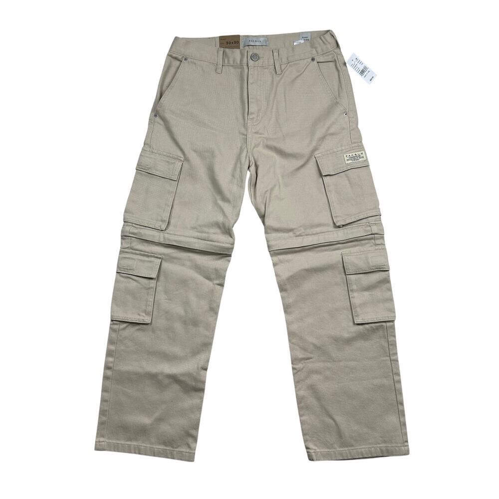 NWT PacSun Baggy Cargo Pants Mens 30x30 Khaki Zip Off Convertible Shorts Utility